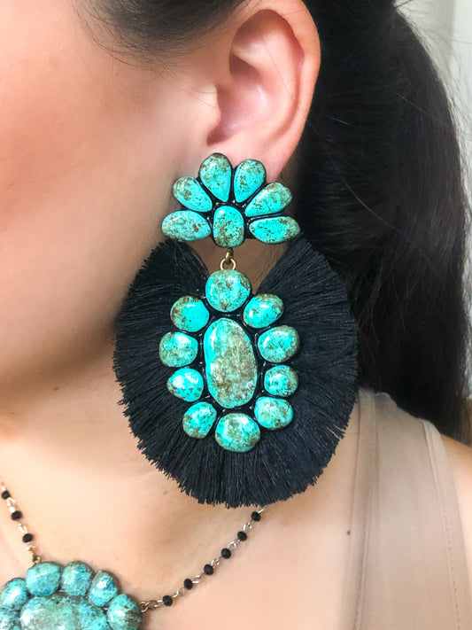 THE ROAN - TURQUOISE WITH BLACK FRINGE