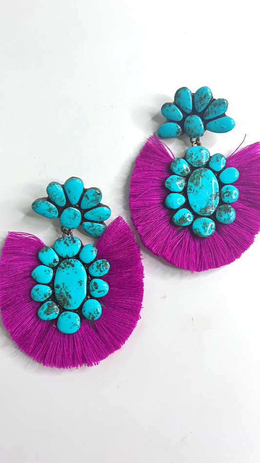 THE ROAN - TURQUOISE WITH MAGENTA FRINGE